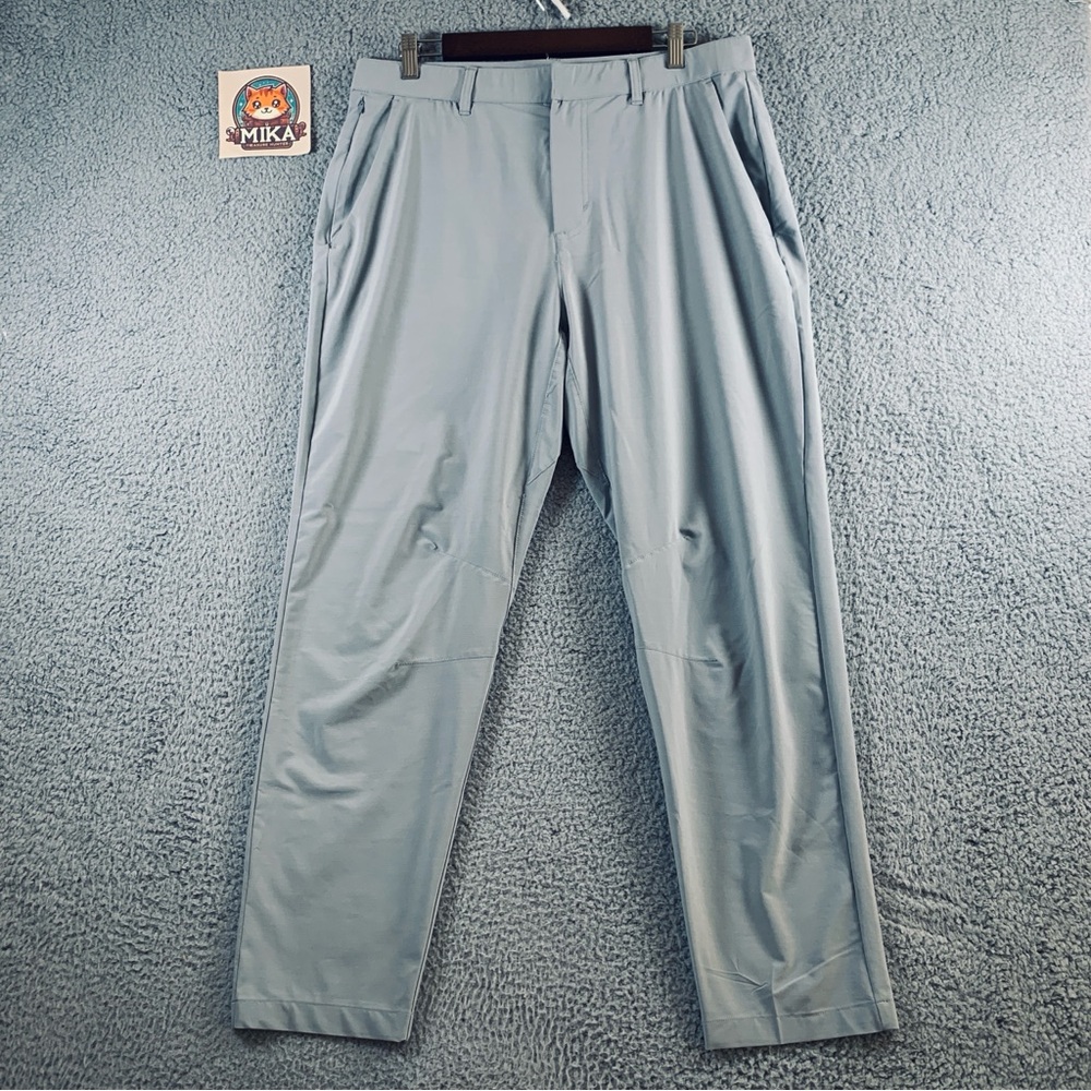Fabletics Performance Pants‎ Men's Mid Rise Flat Front Zip Fly Snap Gray Size L